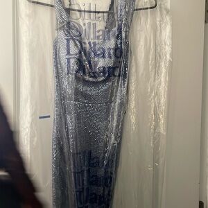 Silver Sequin Sleeveless Dress